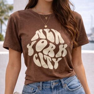 Brandy Melville Brown 'New York City' Graphic Tee
